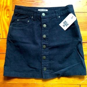 Billabong Good Life Corduroy Button Up Black Skirt 26 NWT